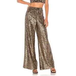 Milly Metallic Sequin Wide-Leg Pants Size 10 | Bronze Gold | Evening